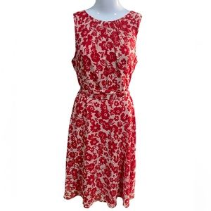 JH NWT Sleeveless Floral Red/Tan Dress sz 12